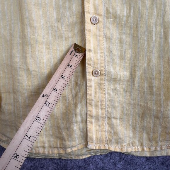 Tommy Bahama Mens XL Resort Preppy Yellow Striped 100% Linen Button-Up Shirt - Picture 9 of 9